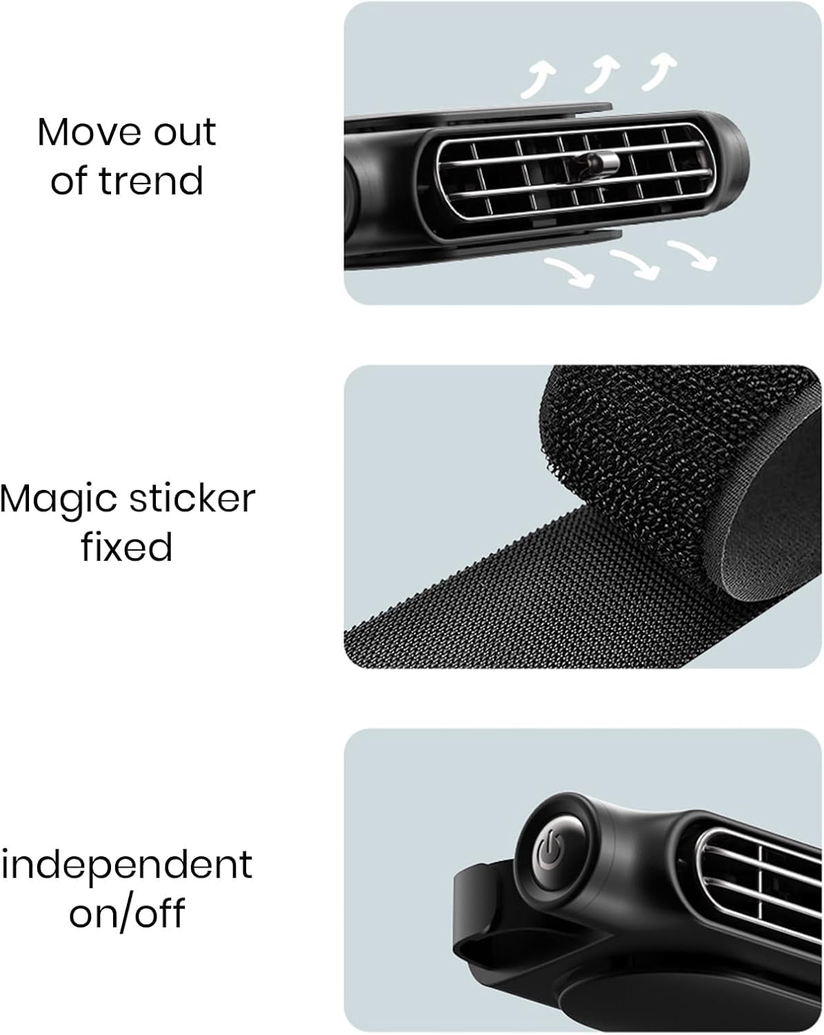 USB Car Fan for Headrest 3 Speeds Adjustable for Front and Rear Passengers Bladeless Safe Quiet Compact | Sansoti