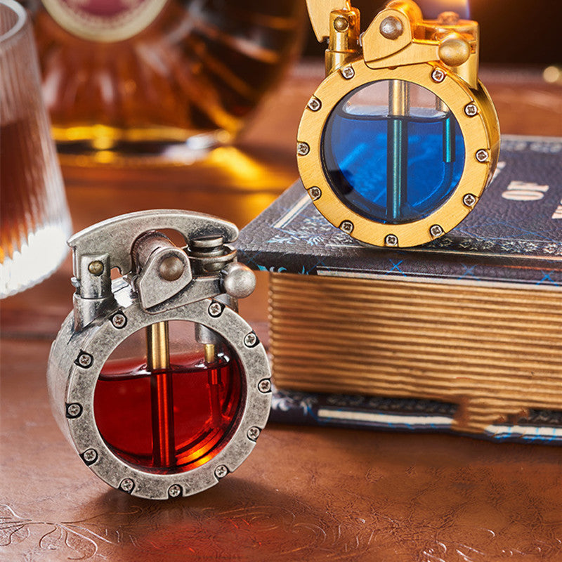 Vintage Transparent Lighter – Zinc Metal Gas Lighter with Retro Charm for Collectors | Sansoti