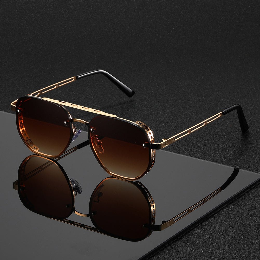 Minimalistische Metalen Zonnebril met UV-bescherming Ronde Glazen Unisex | Sansoti
