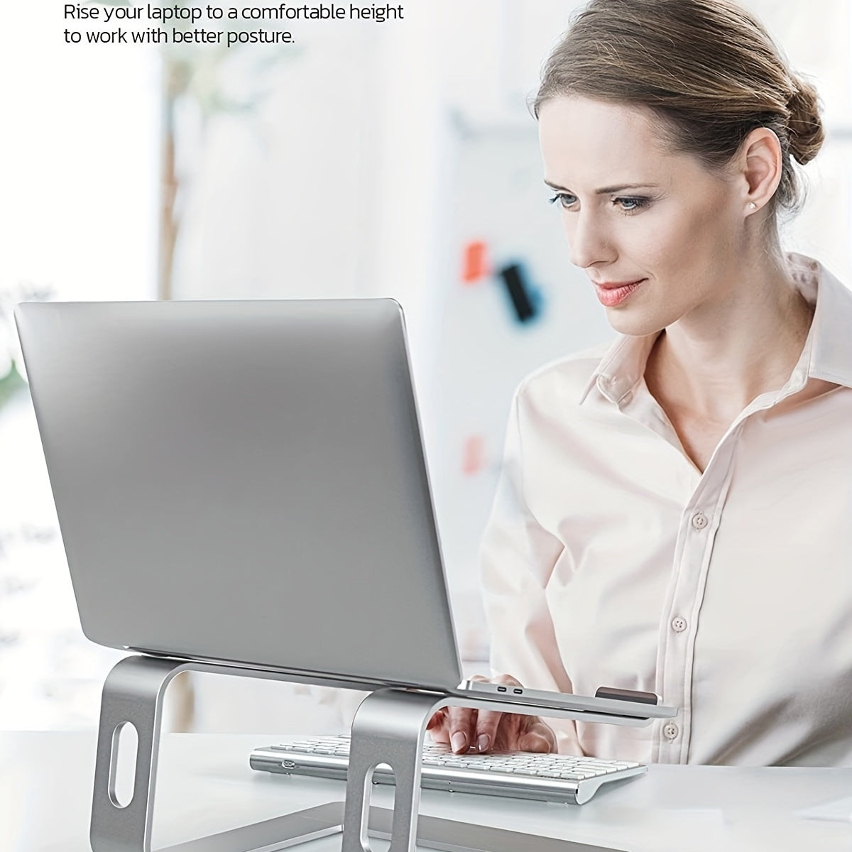 Support pour ordinateur portable en aluminium avec design ergonomique et ventilation pour bureau et télétravail | Restfield