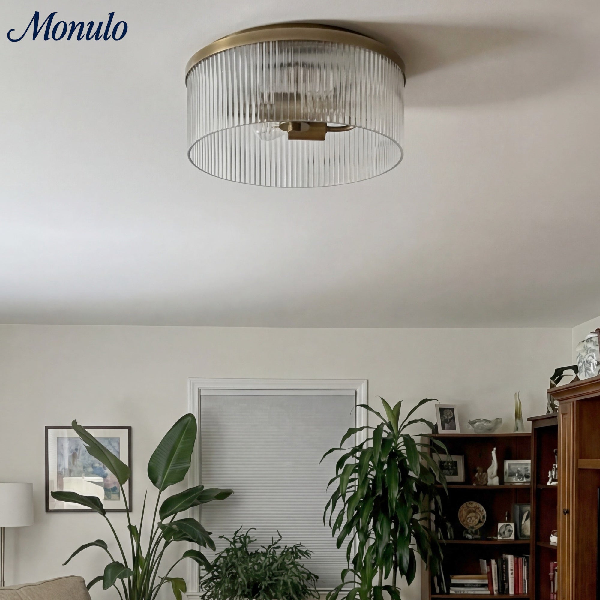 Geribbelde Glazen Plafondlamp Modern Laagbouw Ontwerp Slaapkamer Woonkamer Gang | Sansoti