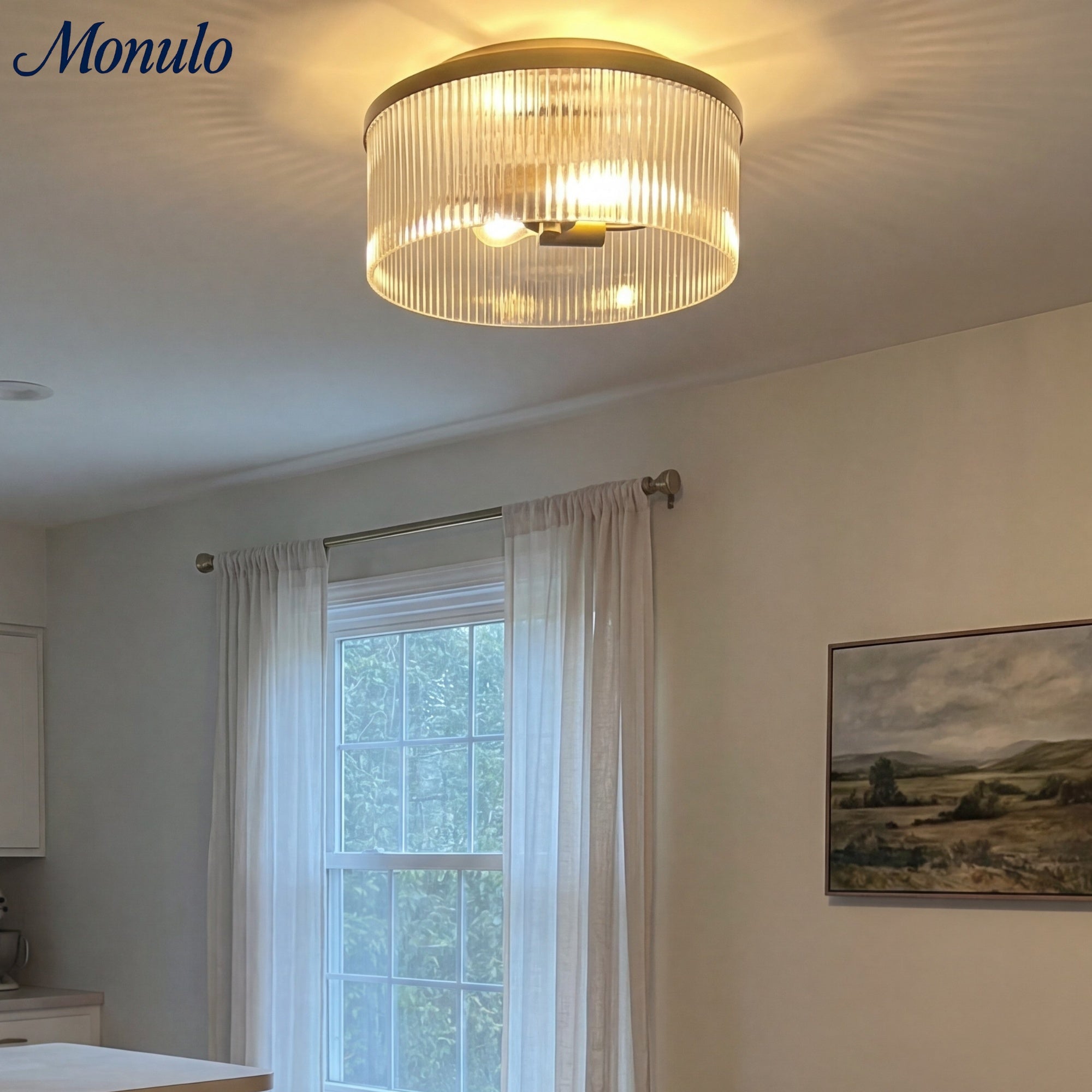 Geribbelde Glazen Plafondlamp Modern Laagbouw Ontwerp Slaapkamer Woonkamer Gang | Sansoti
