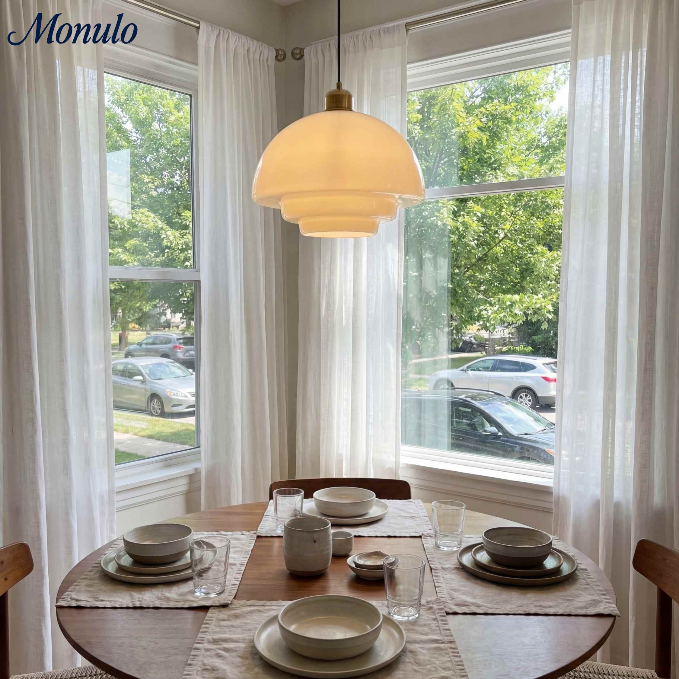 Glazen Hanglamp met Gelaagd Design – Melkwit Matglas voor Eetkamer en Woonkamer | Sansoti