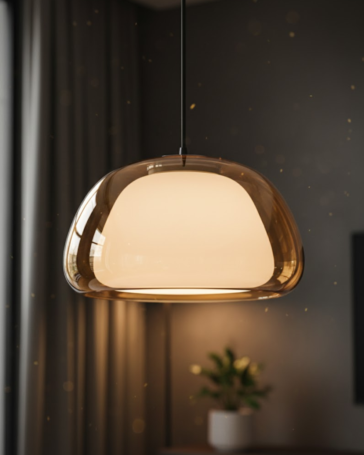 Luxe Glazen Hanglamp Met Mat En Transparant Glas In Minimalistisch Japandi Design | Sansoti