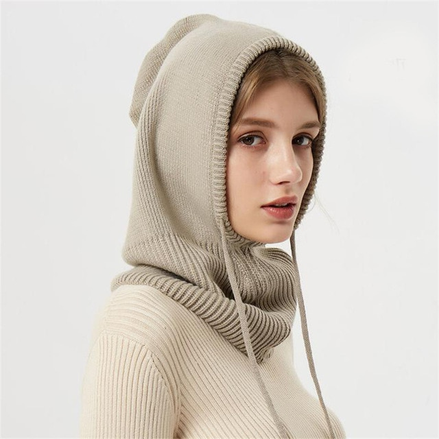 Gebreide Muts met Trekkoord – Winter Beanie met Capuchon voor Koude Dagen | Sansoti