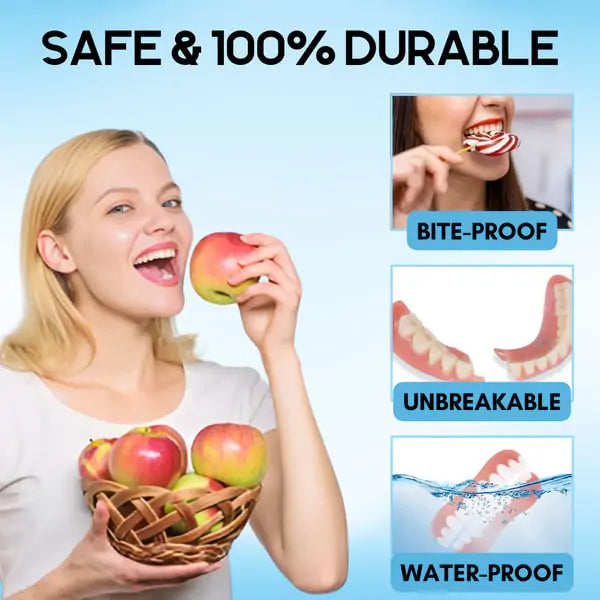 Cosmetic Denture Prosthesis for Adults, Removable Silicone Tooth Filling, Reusable, Natural White | Sansoti