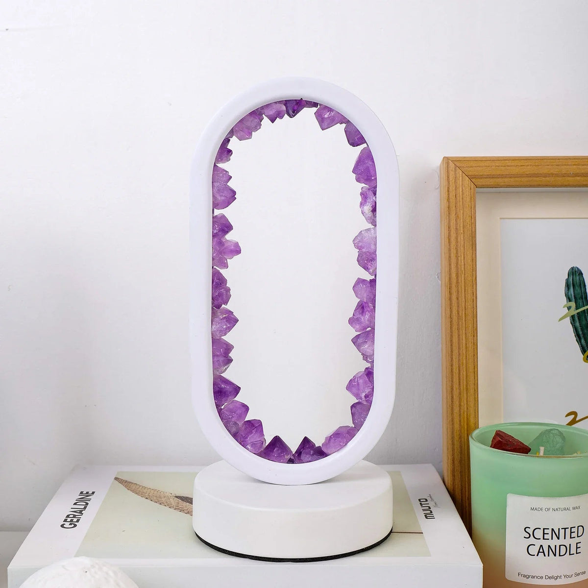 Handgemaakte Edelsteenlamp Amethist Celestiet Kristal Sfeerverlichting Ontspanning Meditatie Yoga Slaapkamer | Sansoti
