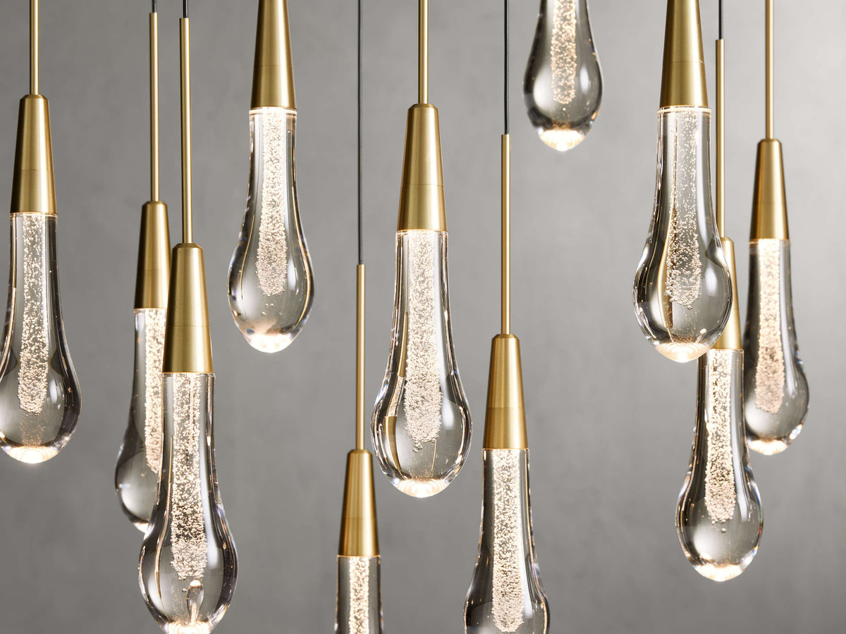 Lustre linéaire à LED, dimmable, réglable, en verre, suspension, 6 dimensions, laiton, bronze, nickel, pour salle à manger et salon | Sansoti
