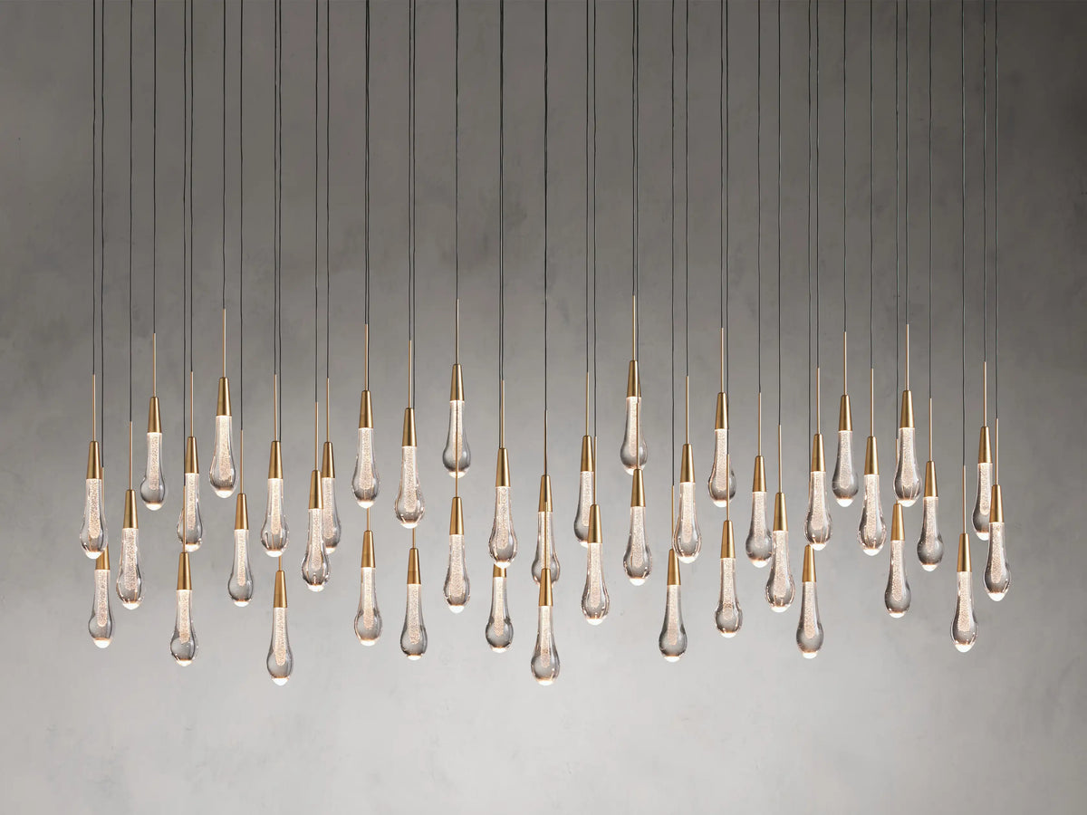 Lustre linéaire à LED, dimmable, réglable, en verre, suspension, 6 dimensions, laiton, bronze, nickel, pour salle à manger et salon | Sansoti