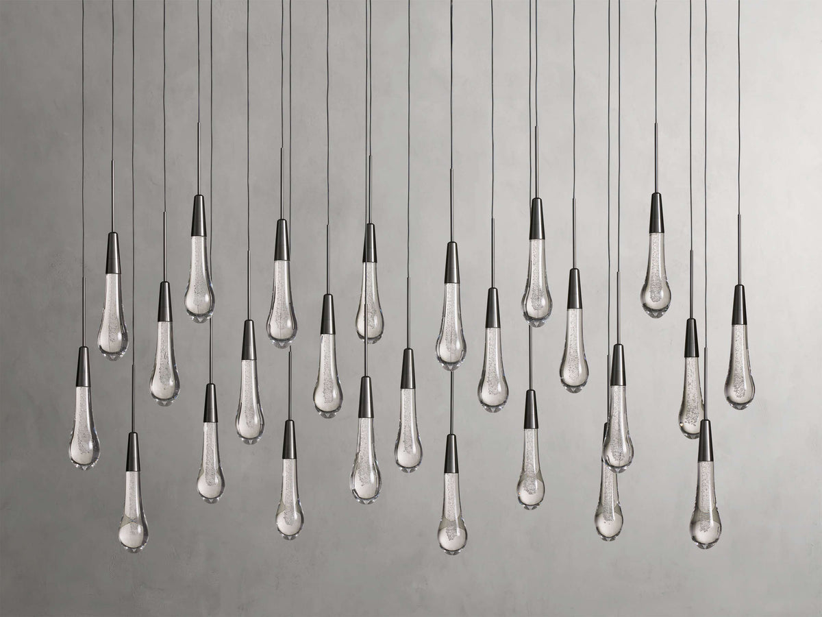 Lustre linéaire à LED, dimmable, réglable, en verre, suspension, 6 dimensions, laiton, bronze, nickel, pour salle à manger et salon | Sansoti