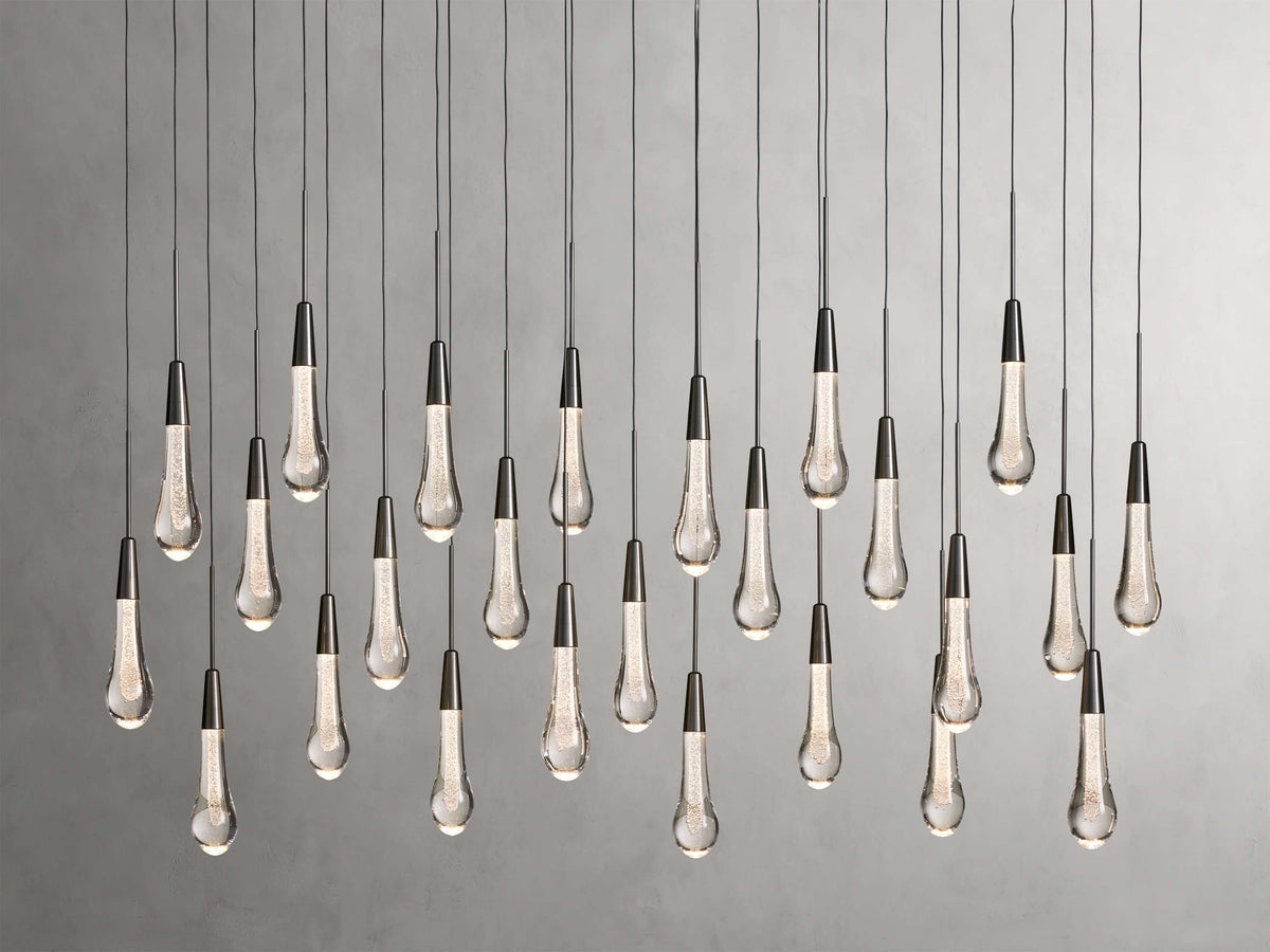 Lustre linéaire à LED, dimmable, réglable, en verre, suspension, 6 dimensions, laiton, bronze, nickel, pour salle à manger et salon | Sansoti