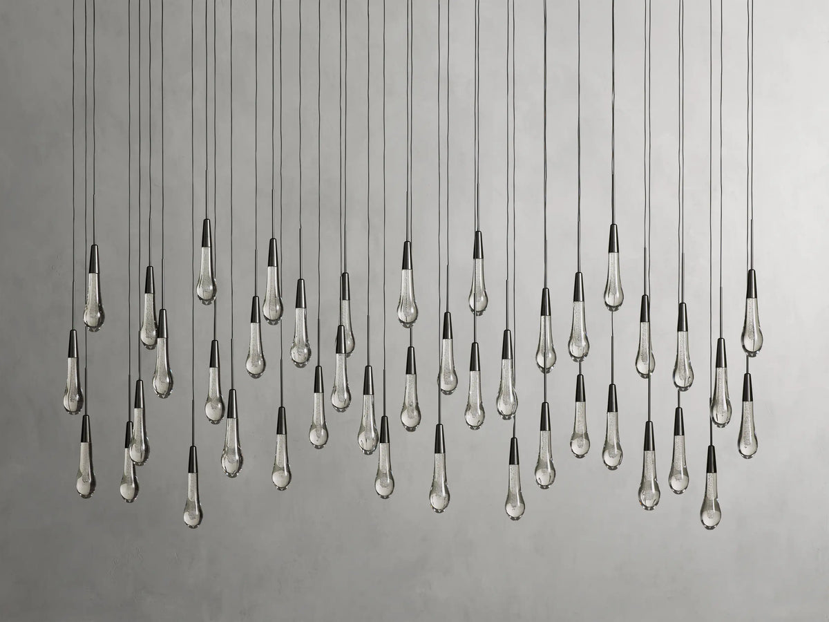 Lustre linéaire à LED, dimmable, réglable, en verre, suspension, 6 dimensions, laiton, bronze, nickel, pour salle à manger et salon | Sansoti