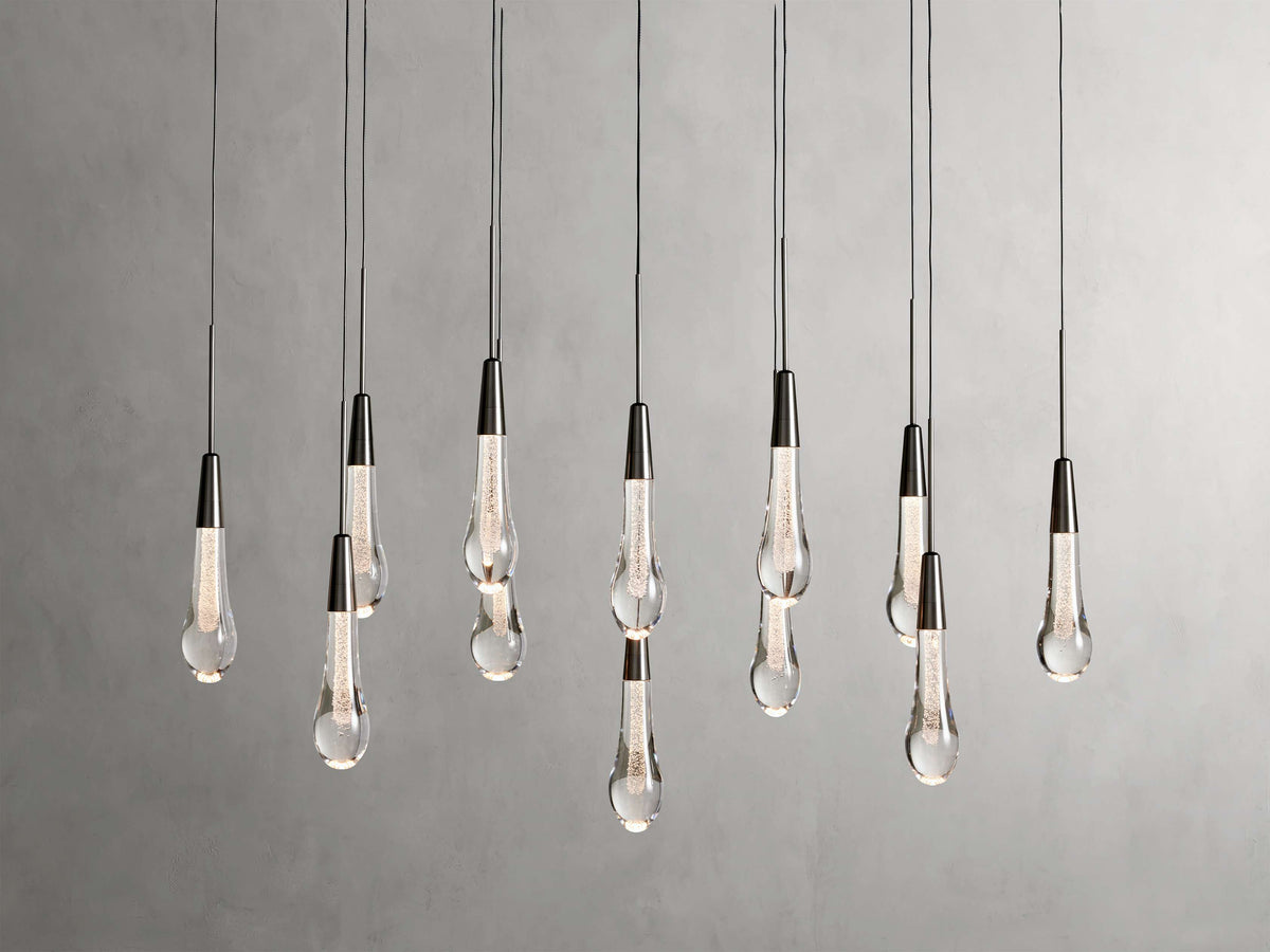 Lustre linéaire à LED, dimmable, réglable, en verre, suspension, 6 dimensions, laiton, bronze, nickel, pour salle à manger et salon | Sansoti