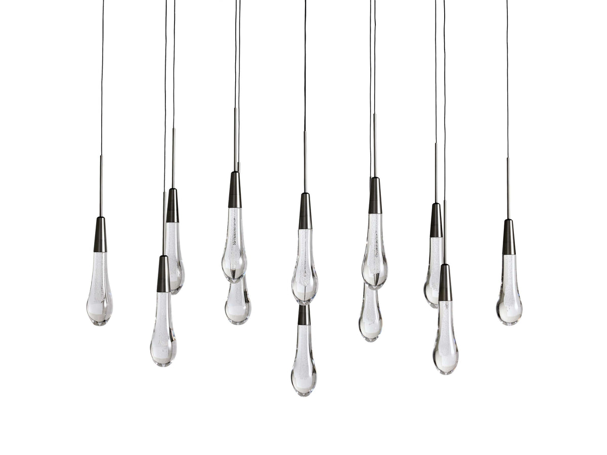 Lustre linéaire à LED, dimmable, réglable, en verre, suspension, 6 dimensions, laiton, bronze, nickel, pour salle à manger et salon | Sansoti