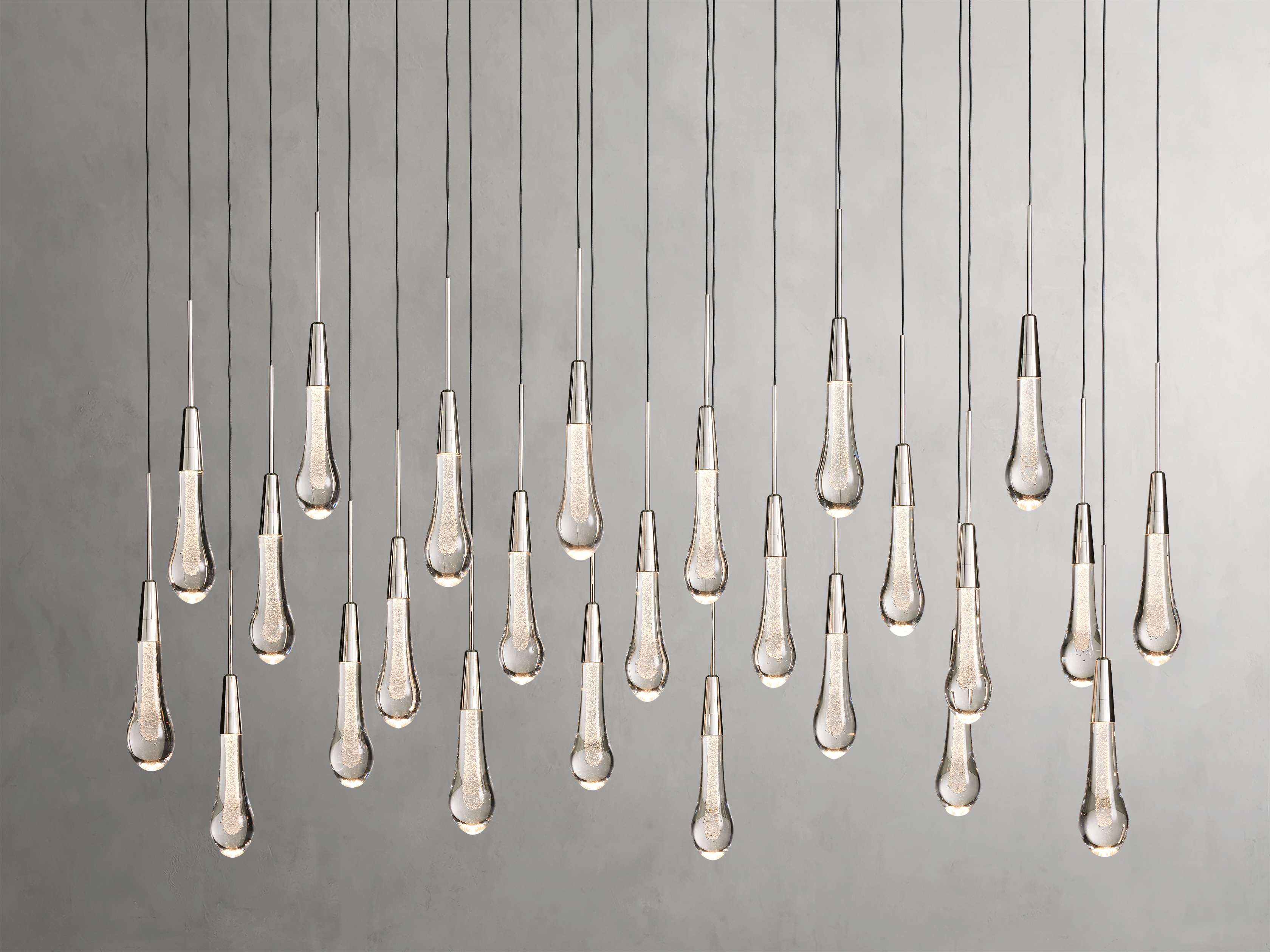 Lustre linéaire à LED, dimmable, réglable, en verre, suspension, 6 dimensions, laiton, bronze, nickel, pour salle à manger et salon | Sansoti