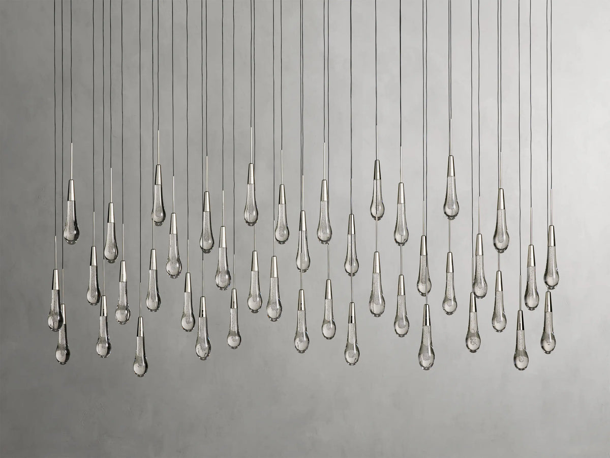 Lustre linéaire à LED, dimmable, réglable, en verre, suspension, 6 dimensions, laiton, bronze, nickel, pour salle à manger et salon | Sansoti