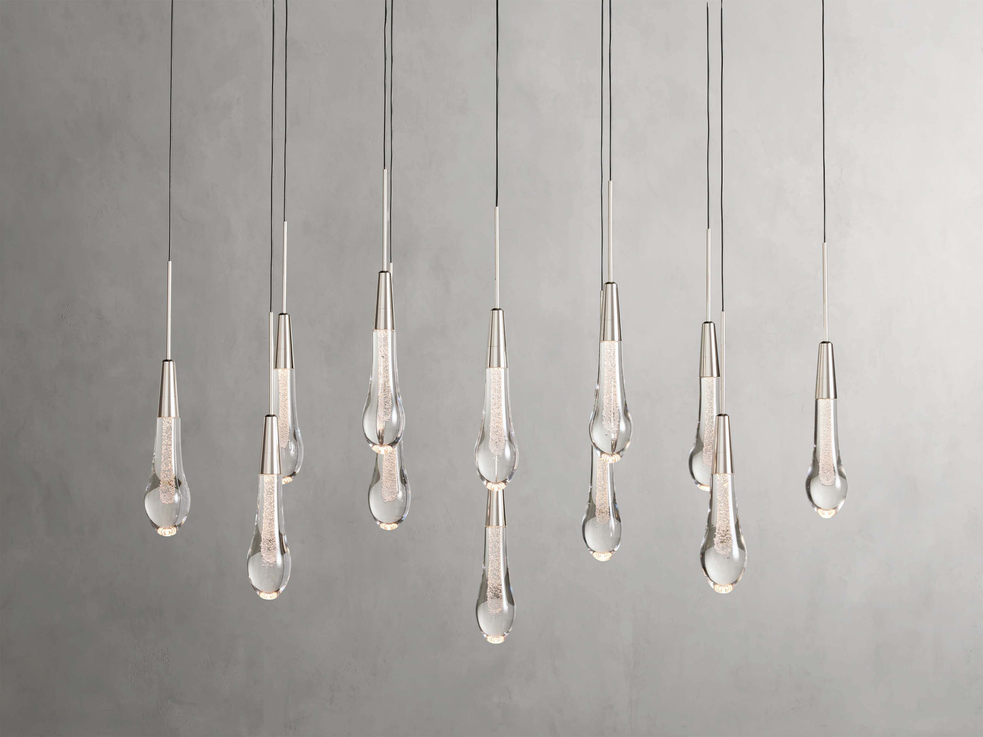 Lustre linéaire à LED, dimmable, réglable, en verre, suspension, 6 dimensions, laiton, bronze, nickel, pour salle à manger et salon | Sansoti