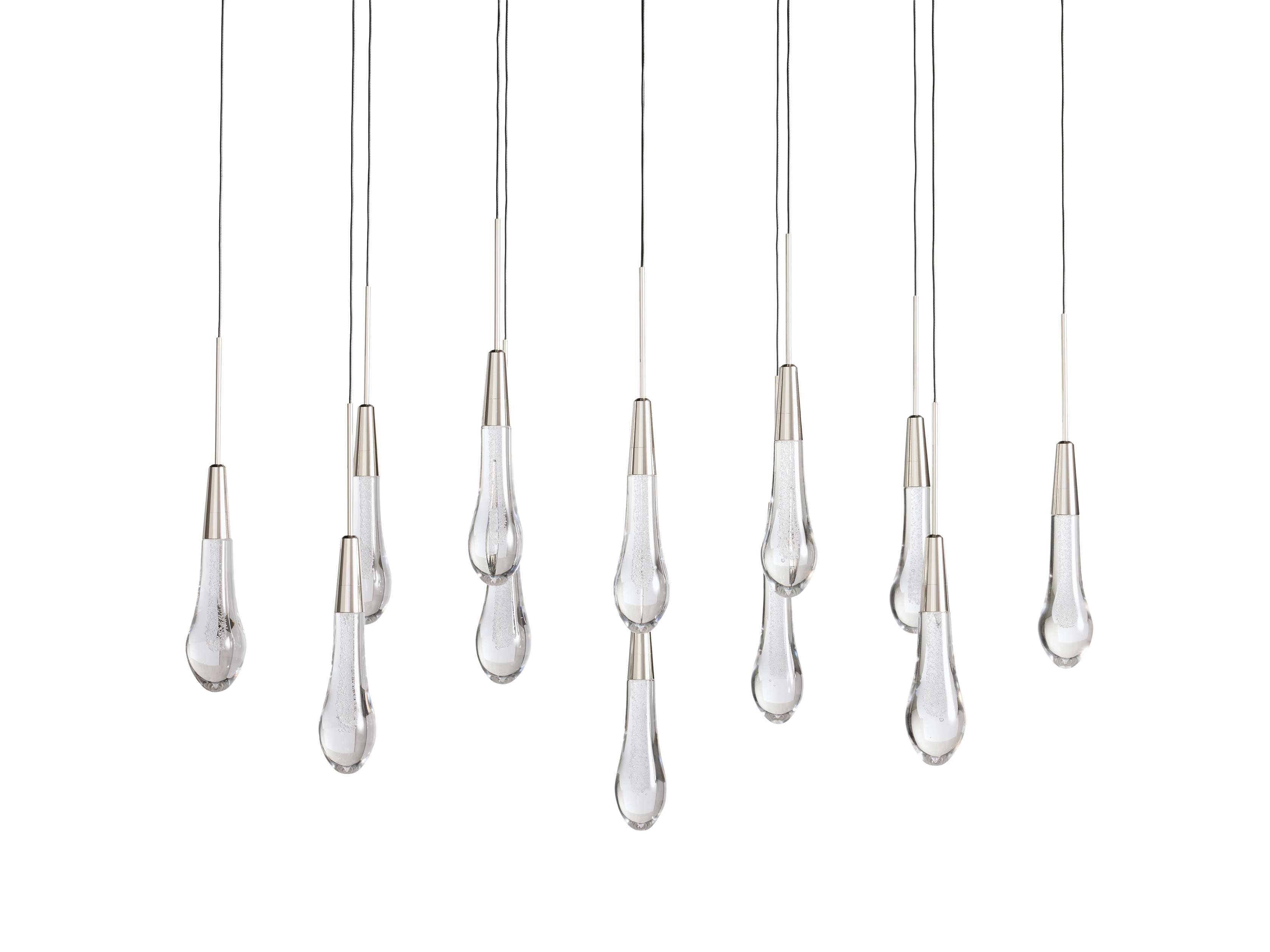 Lustre linéaire à LED, dimmable, réglable, en verre, suspension, 6 dimensions, laiton, bronze, nickel, pour salle à manger et salon | Sansoti