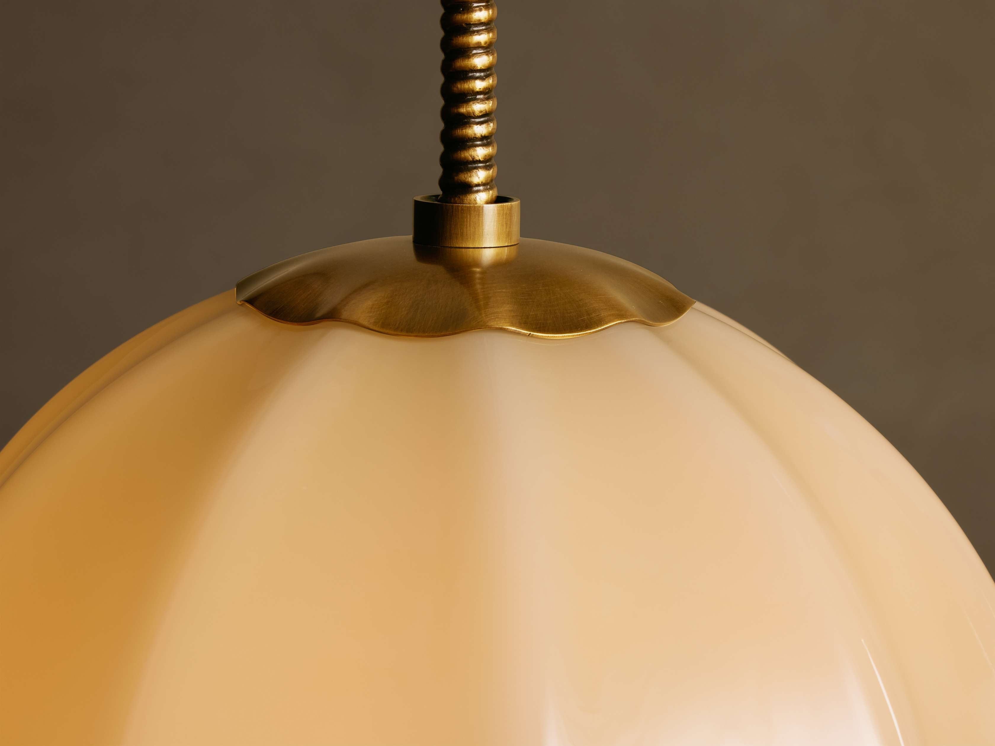 Suspension en verre blanc crème et laiton, style vintage, 12-20 cm, pour salle à manger, entrée et pièce à vivre, éclairage d’ambiance rétro | Sansoti