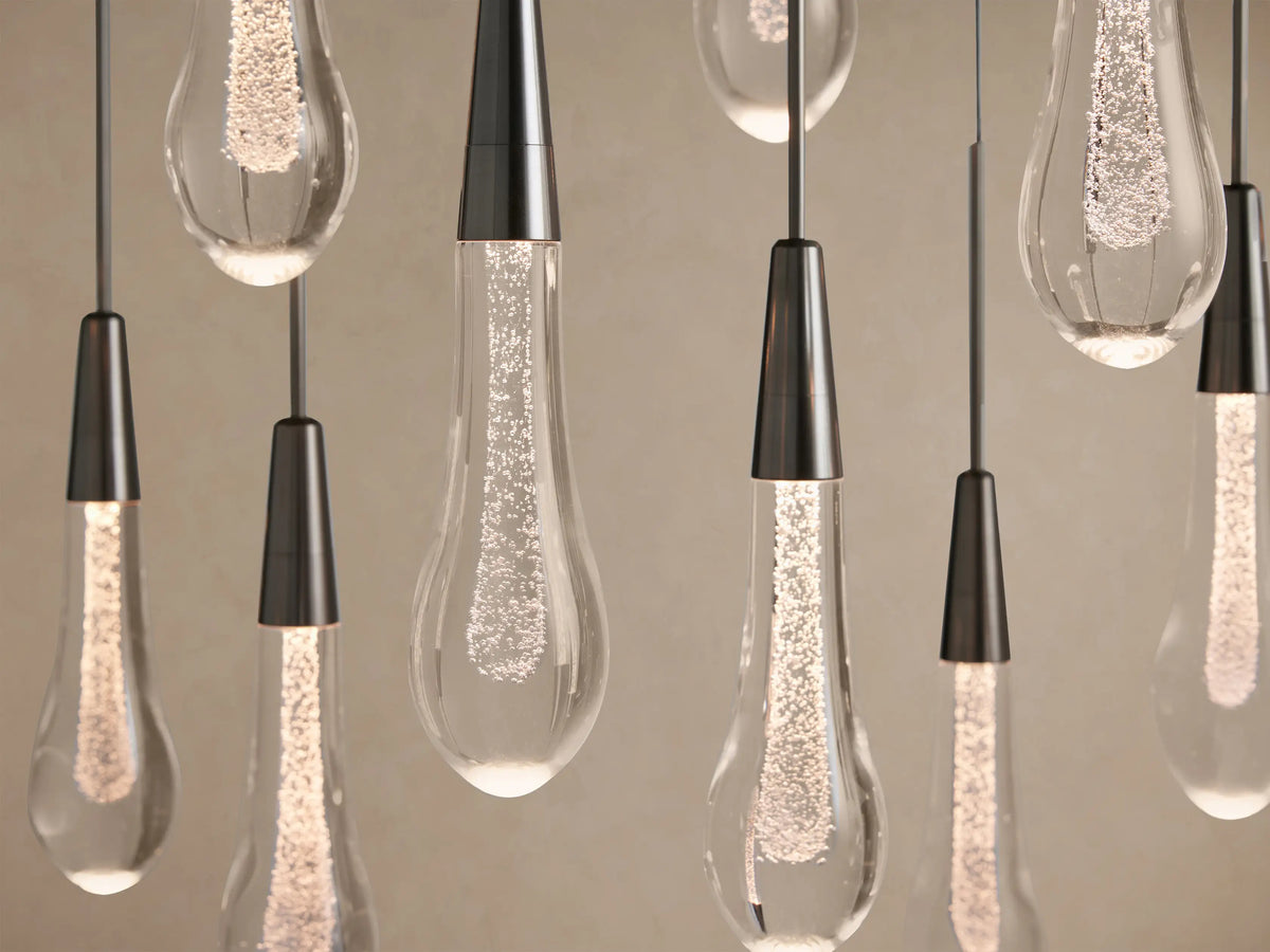 Lustre linéaire avec lampes LED réglables adapté à la salle à manger et à la cuisine en verre fabriqué à la main au design moderne | Sansoti