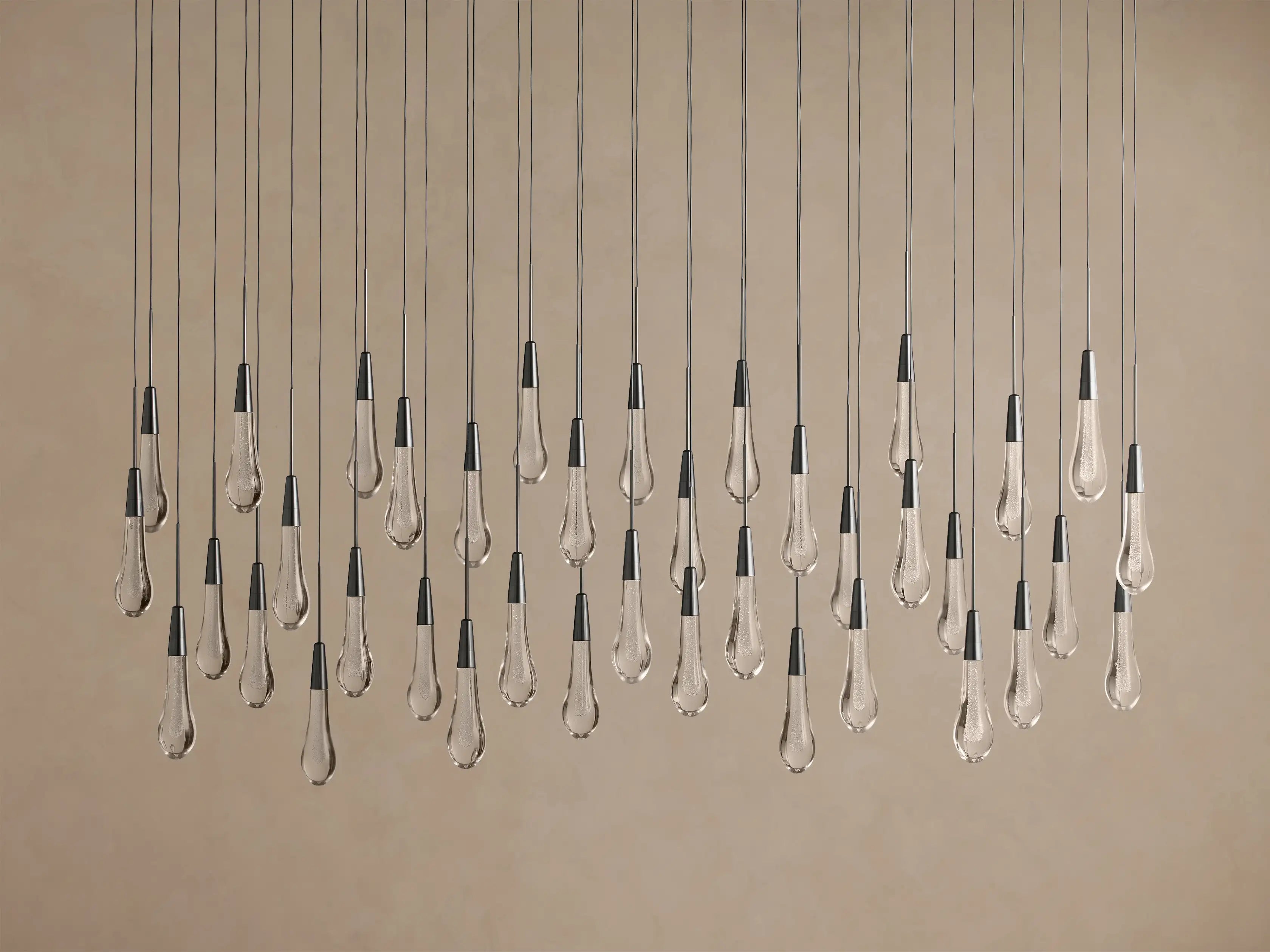 Lustre linéaire à LED, dimmable, réglable, en verre, suspension, 6 dimensions, laiton, bronze, nickel, pour salle à manger et salon | Sansoti
