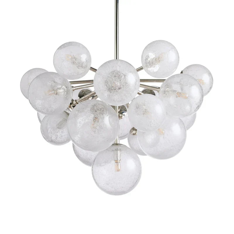 Lustre à boules en verre soufflé à la main avec effet de bulles, laiton, noir, nickel, suspensions réglables | Sansoti