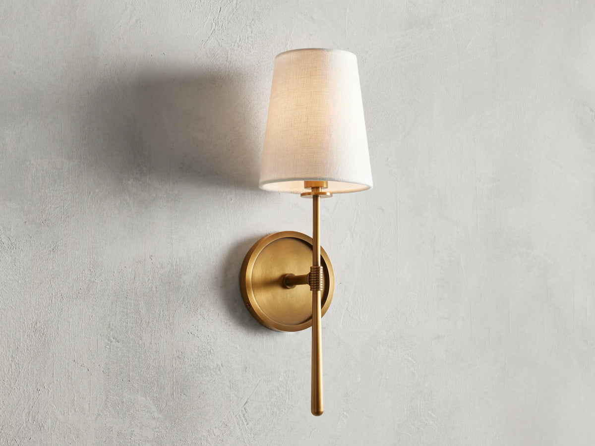 Applique murale avec abat-jour en lin et forme de torche pour salon chambre salle de bains couloir au design moderne et à l’éclairage élégant | Sansoti