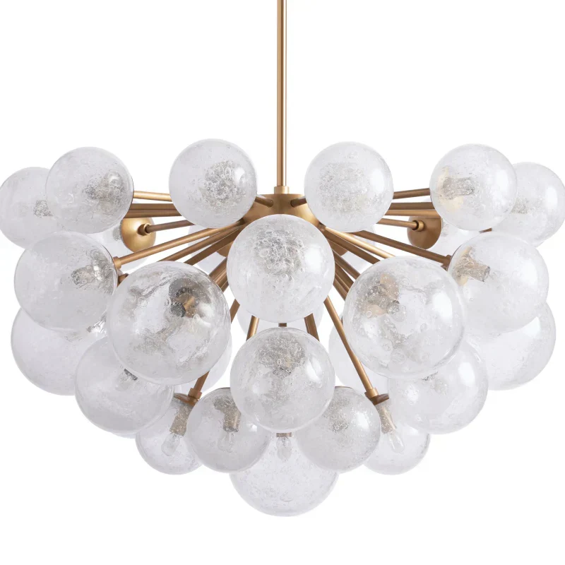 Lustre à boules en verre soufflé à la main avec effet de bulles, laiton, noir, nickel, suspensions réglables | Sansoti