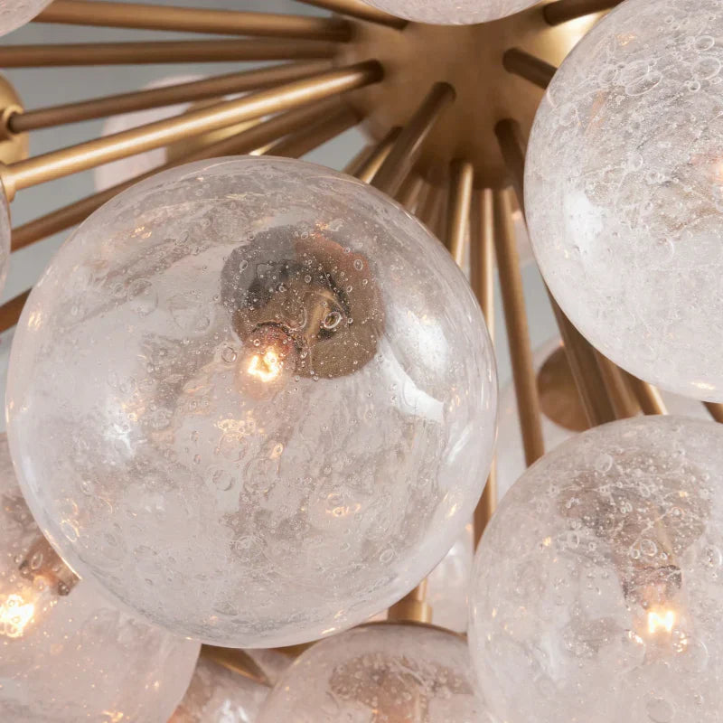 Lustre à boules en verre soufflé à la main avec effet de bulles, laiton, noir, nickel, suspensions réglables | Sansoti
