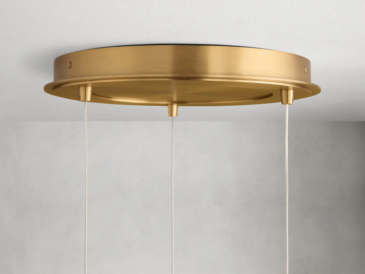 Suspension ronde à boules en verre, laiton et verre craquelé, réglable pour pièces à hauts plafonds, lustre LED | Sansoti
