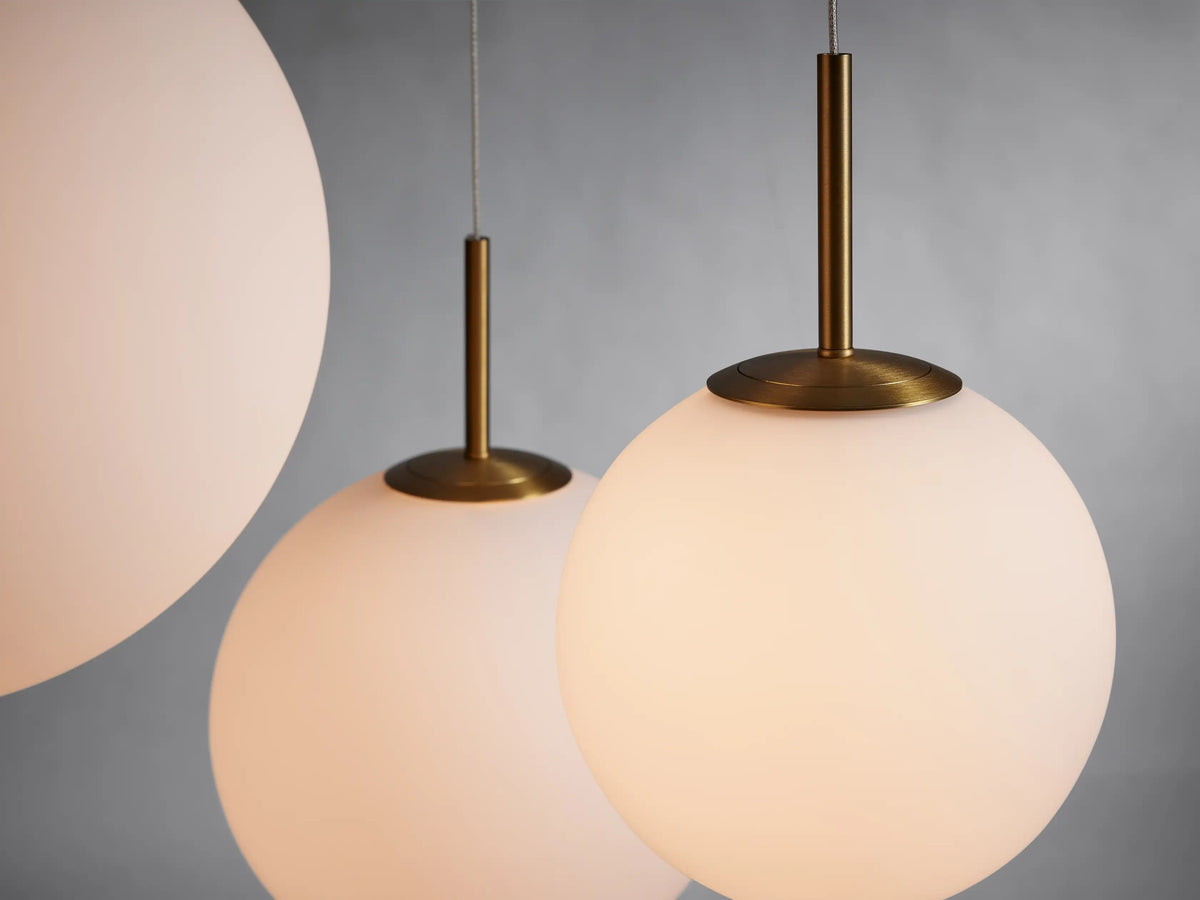 Suspension ronde à boules en verre, laiton et verre craquelé, réglable pour pièces à hauts plafonds, lustre LED | Sansoti