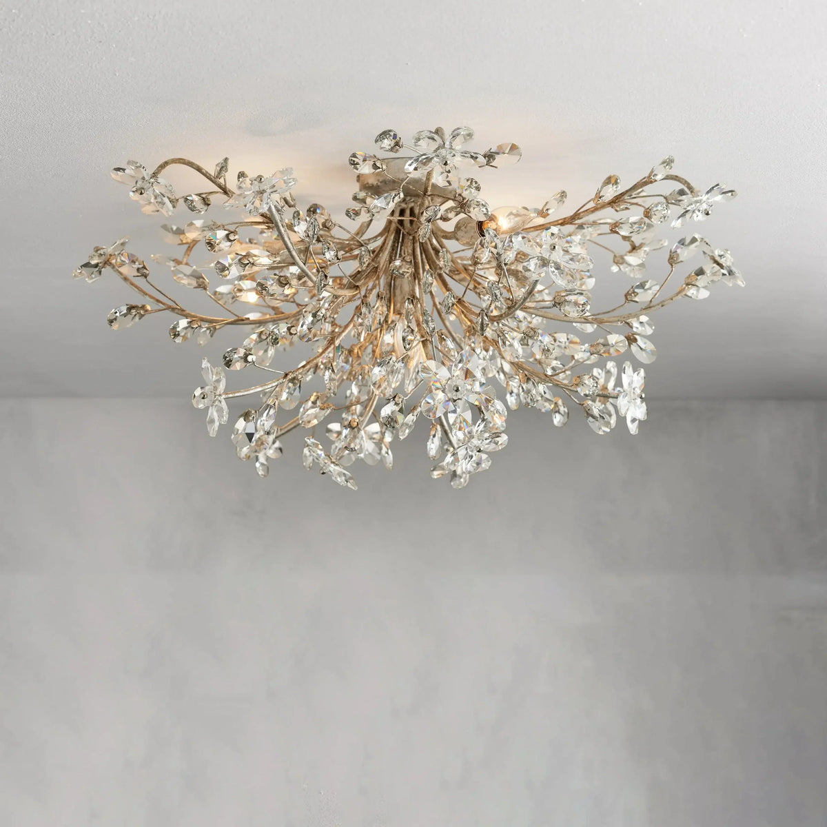 Crystal Ceiling Light Ø70cm Iron Hand-Finished Blossom Design Four Lights Elegant Venetian Living Room | Sansoti