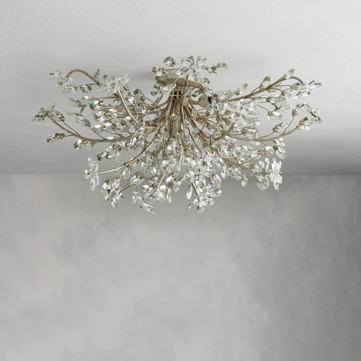 Crystal Ceiling Light Ø70cm Iron Hand-Finished Blossom Design Four Lights Elegant Venetian Living Room | Sansoti