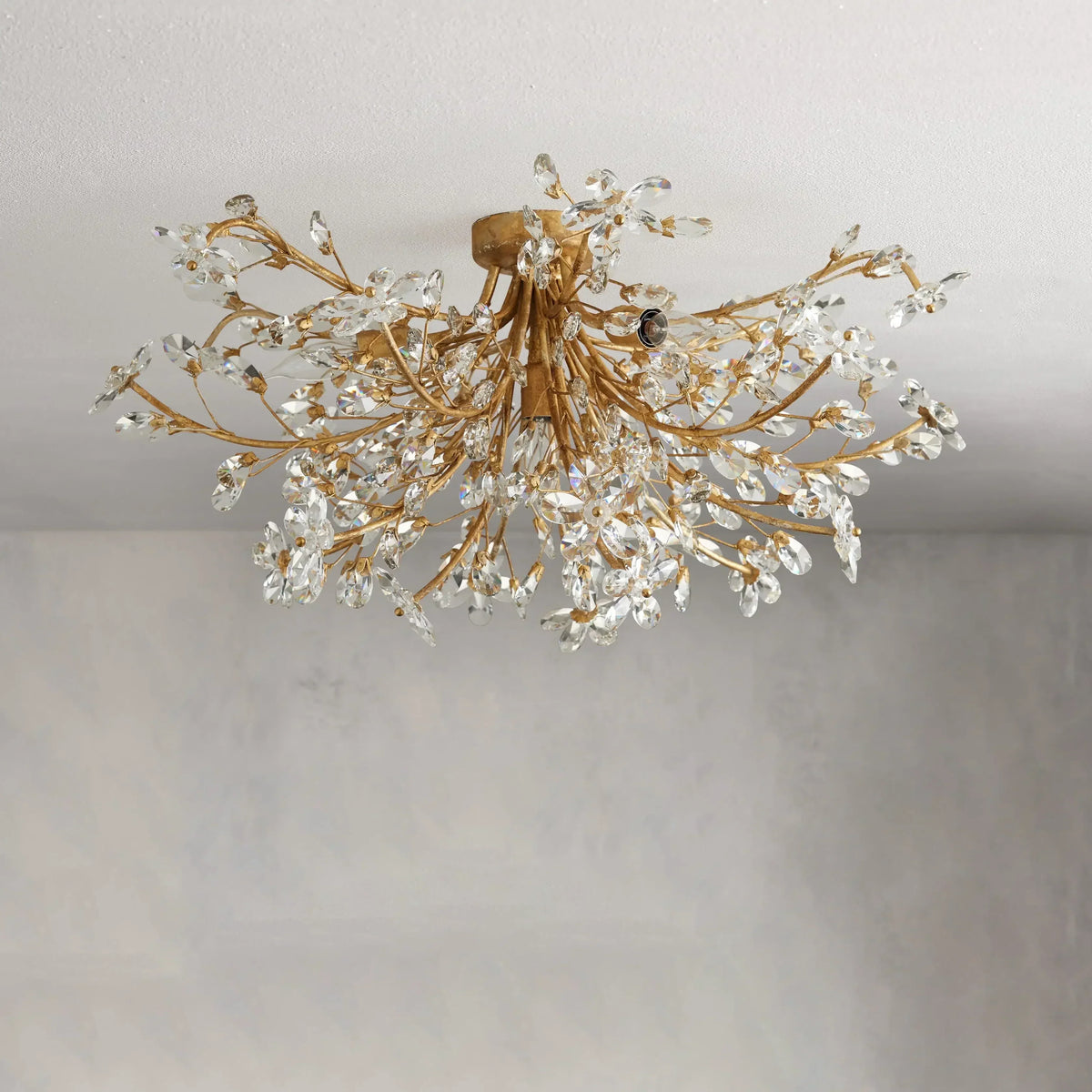 Crystal Ceiling Light Ø70cm Iron Hand-Finished Blossom Design Four Lights Elegant Venetian Living Room | Sansoti