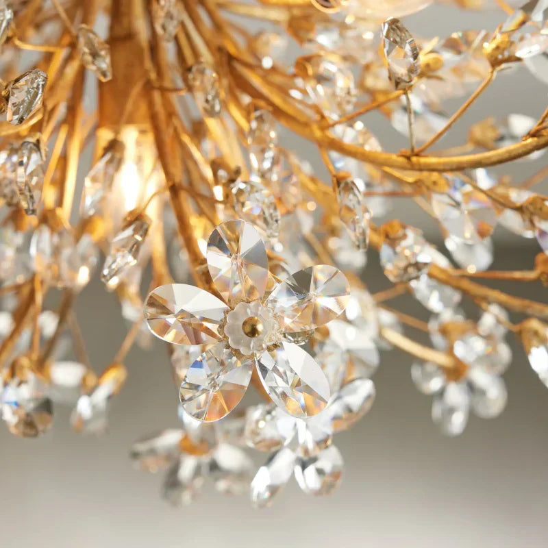 Crystal Ceiling Light Ø70cm Iron Hand-Finished Blossom Design Four Lights Elegant Venetian Living Room | Sansoti
