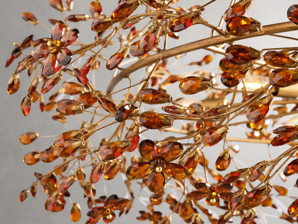 Lustre avec finition dorée, 6 à 12 sources lumineuses, suspension en fer fabriquée à la main, réglable, pour table à manger | Sansoti