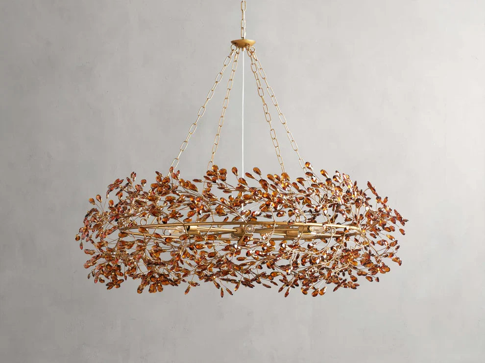 Lustre avec finition dorée, 6 à 12 sources lumineuses, suspension en fer fabriquée à la main, réglable, pour table à manger | Sansoti