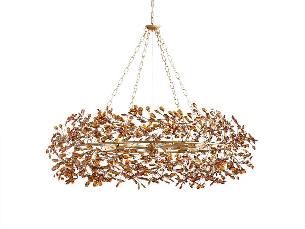 Lustre avec finition dorée, 6 à 12 sources lumineuses, suspension en fer fabriquée à la main, réglable, pour table à manger | Sansoti