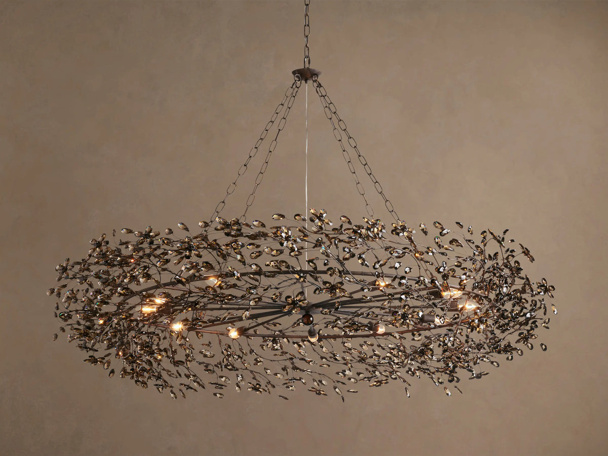 Lustre avec finition dorée, 6 à 12 sources lumineuses, suspension en fer fabriquée à la main, réglable, pour table à manger | Sansoti