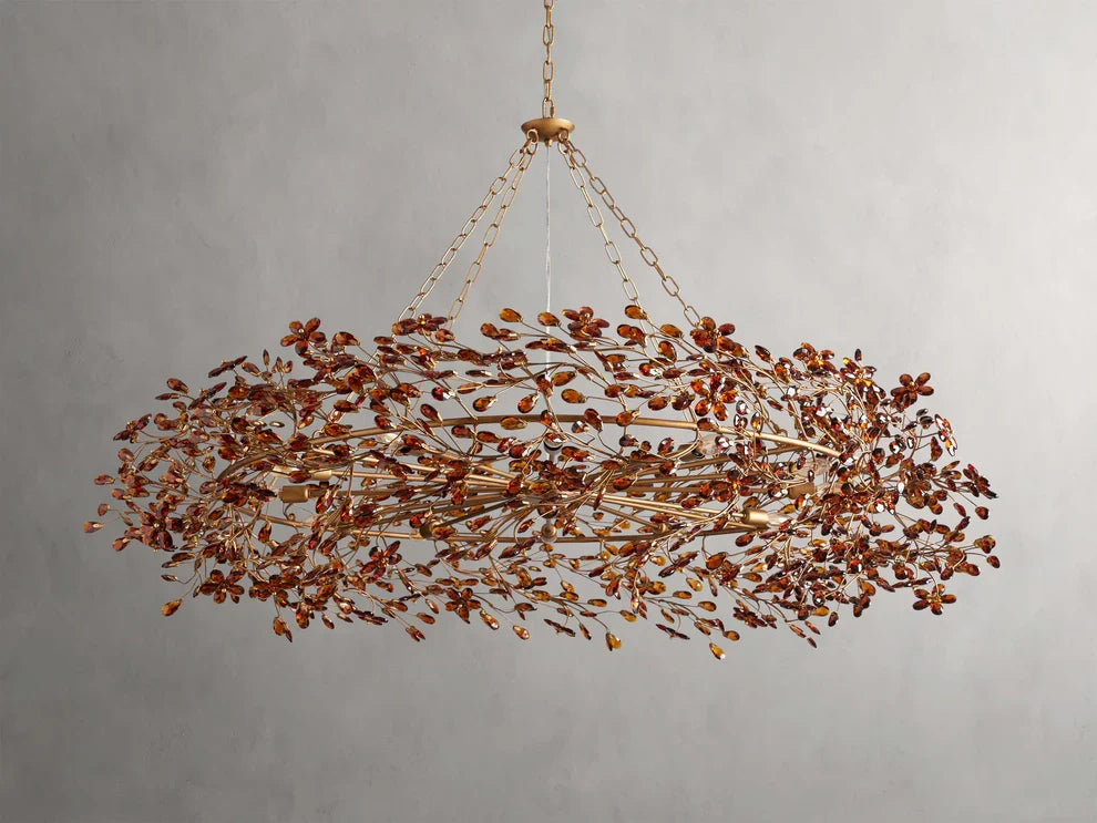 Lustre avec finition dorée, 6 à 12 sources lumineuses, suspension en fer fabriquée à la main, réglable, pour table à manger | Sansoti