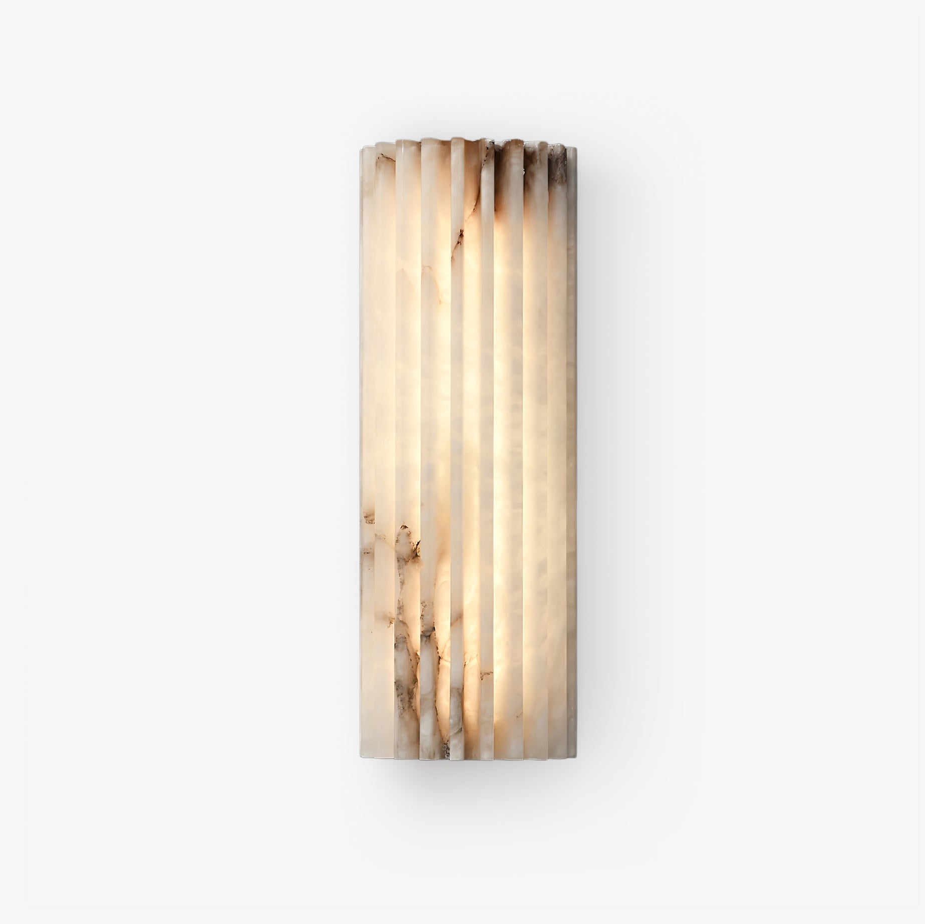 Alabaster Wandlamp Natuursteen – Geribbeld Design – Warm Licht – Scandinavische Stijl | Sansoti
