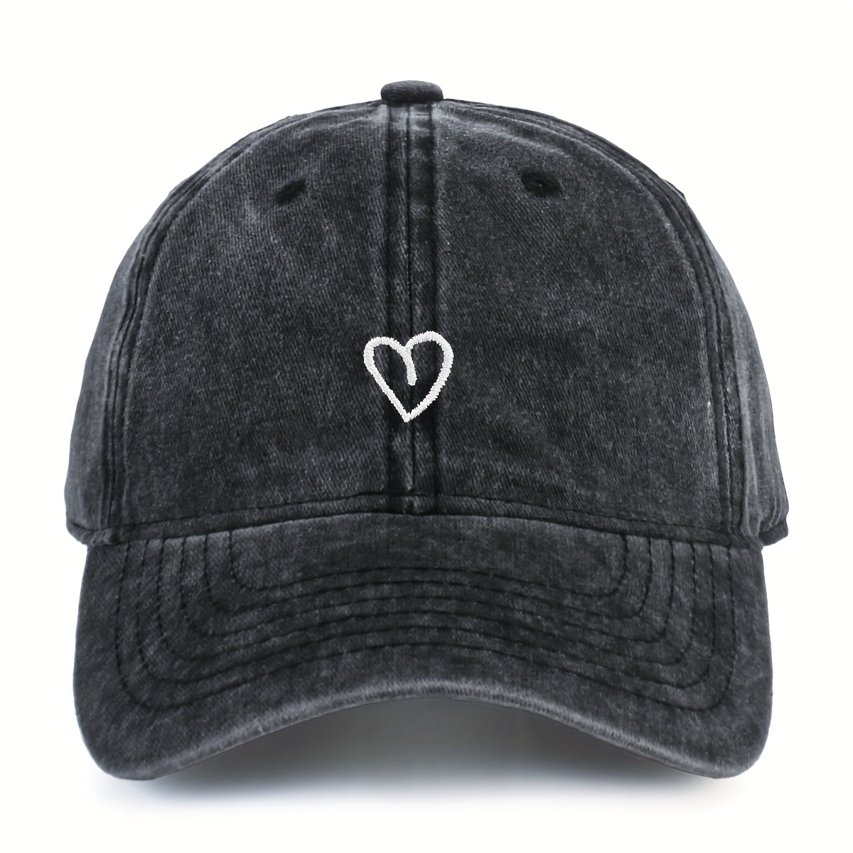 Vintage Baseballcap met Hartstiksel – Verstelbaar Katoen Gewassen Stijl Sportpet Zomerpet Dames Heren Casual Cap | Sansoti