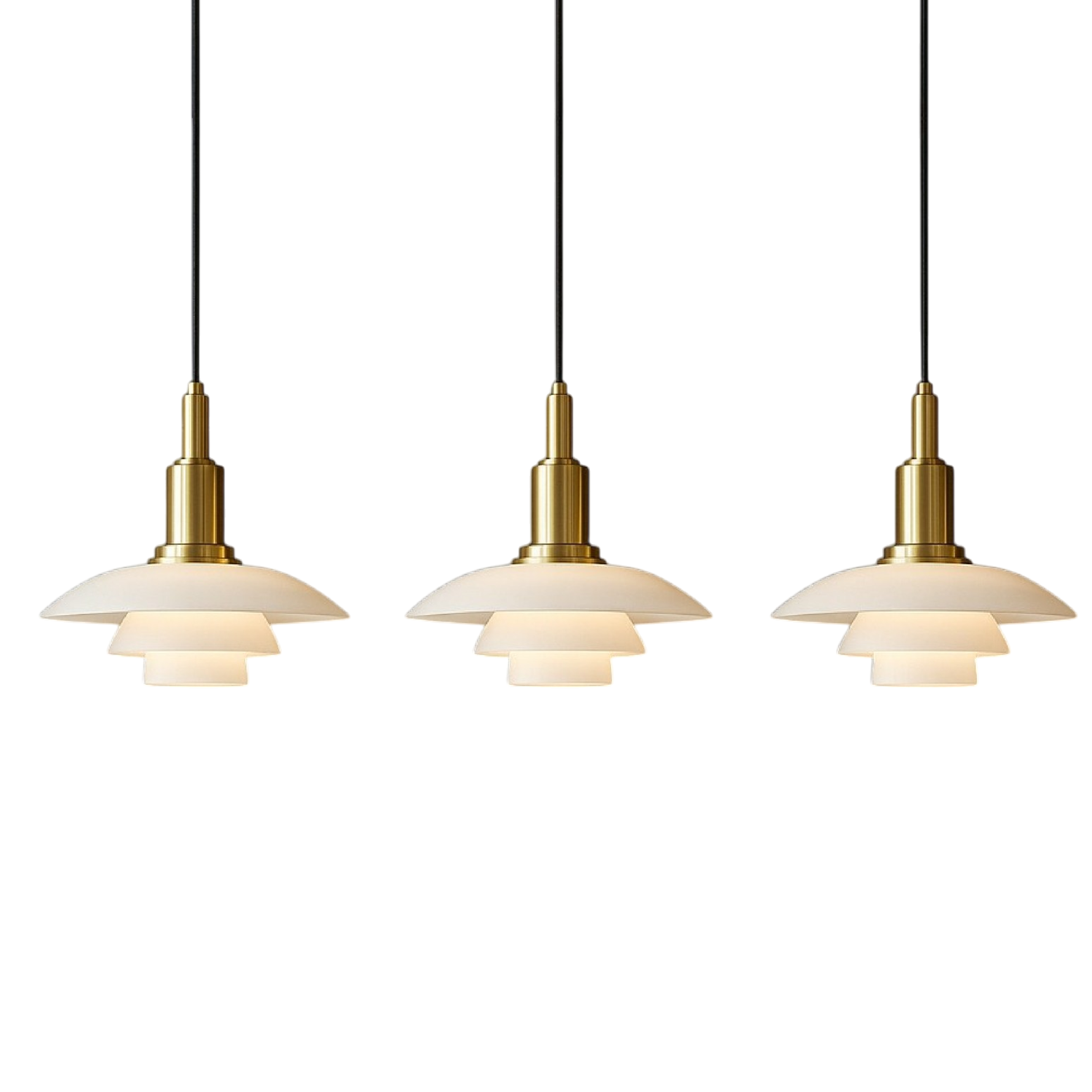 Deense design hanglamp 2/3 koppen glas metaal goud eetkamer keuken eiland Scandinavisch minimalistisch | Sansoti