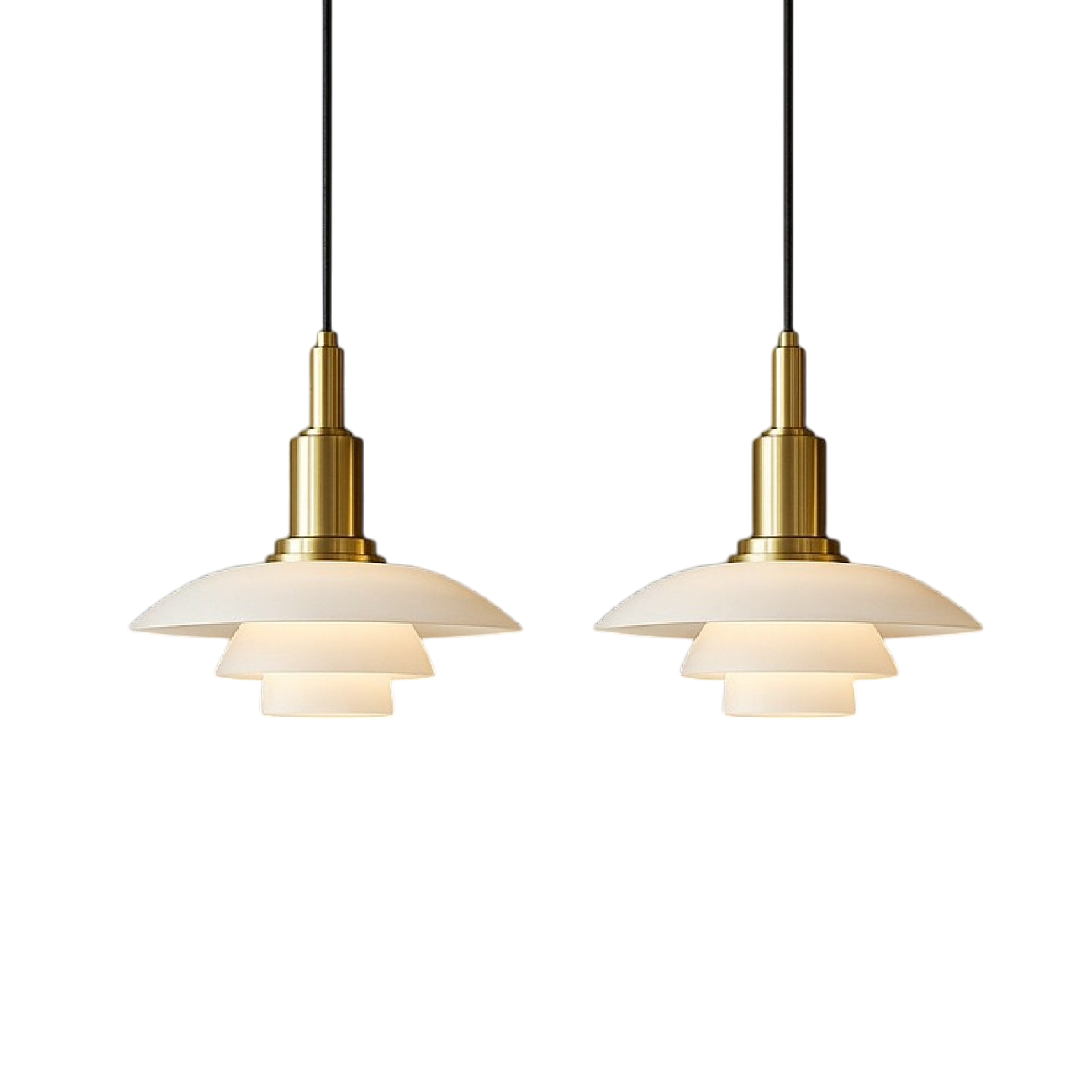 Deense design hanglamp 2/3 koppen glas metaal goud eetkamer keuken eiland Scandinavisch minimalistisch | Sansoti