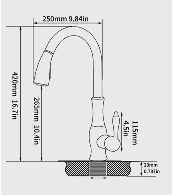 Pull-Out Kitchen Faucet with Shower Head, Stainless Steel, 360° Swivel Mixer Tap for Kitchen Sink, Professional Kitchen | Sansoti