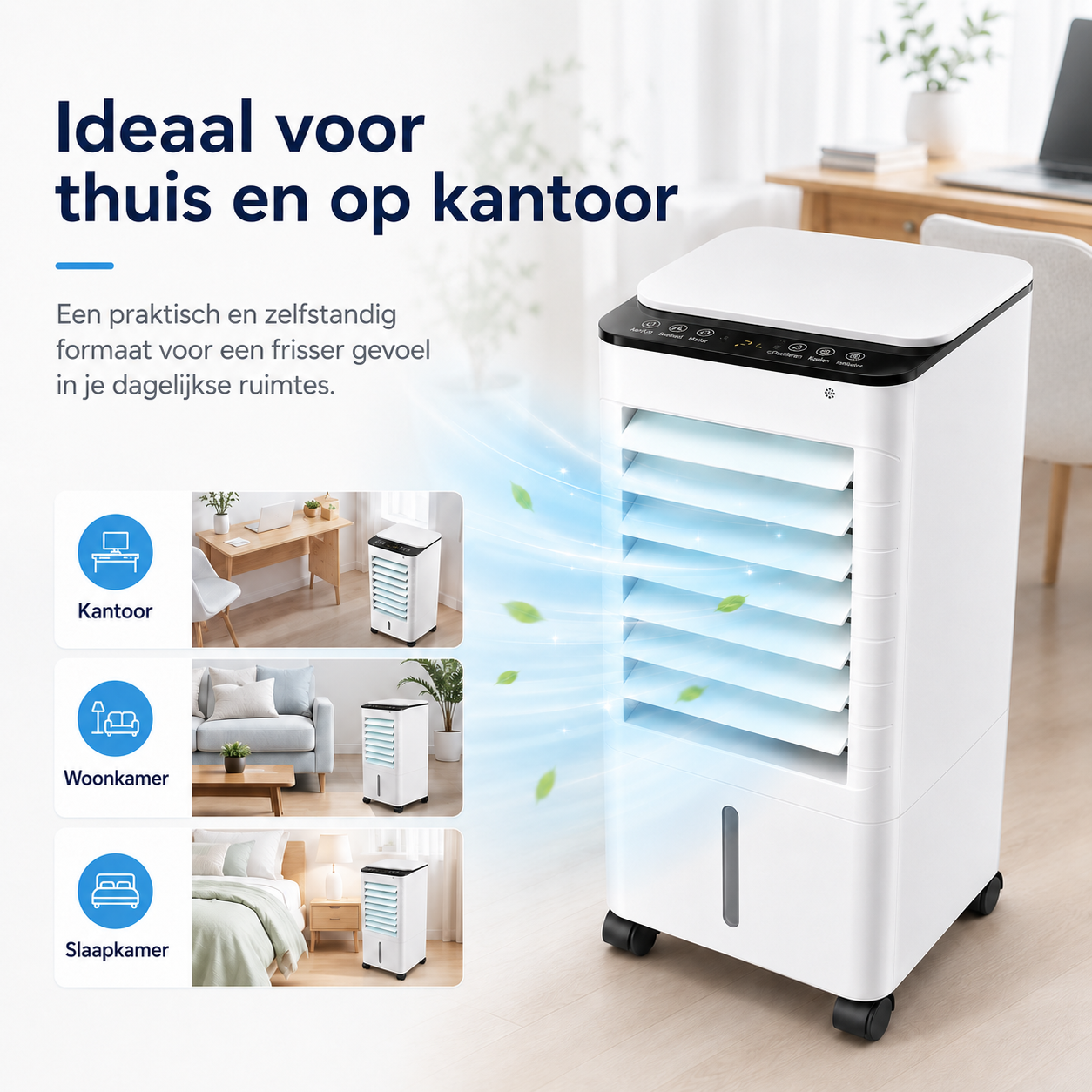 Airco Luchtkoeler Draagbaar 3-in-1 Zonder Slang Wit Oscillatie Timer Slaapkamer Woonkamer Kantoor Luchtbevochtiger Luchtzuivering Filter | Sansoti