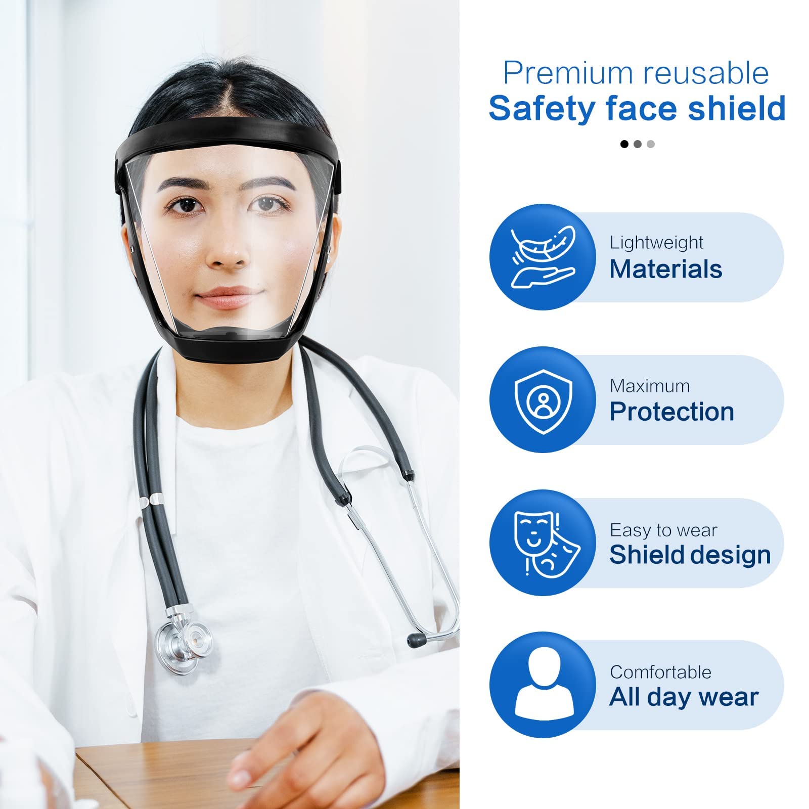 Masque de protection avec écran facial et revêtement antibuée pour la protection professionnelle au travail et une sécurité optimale | Sansoti