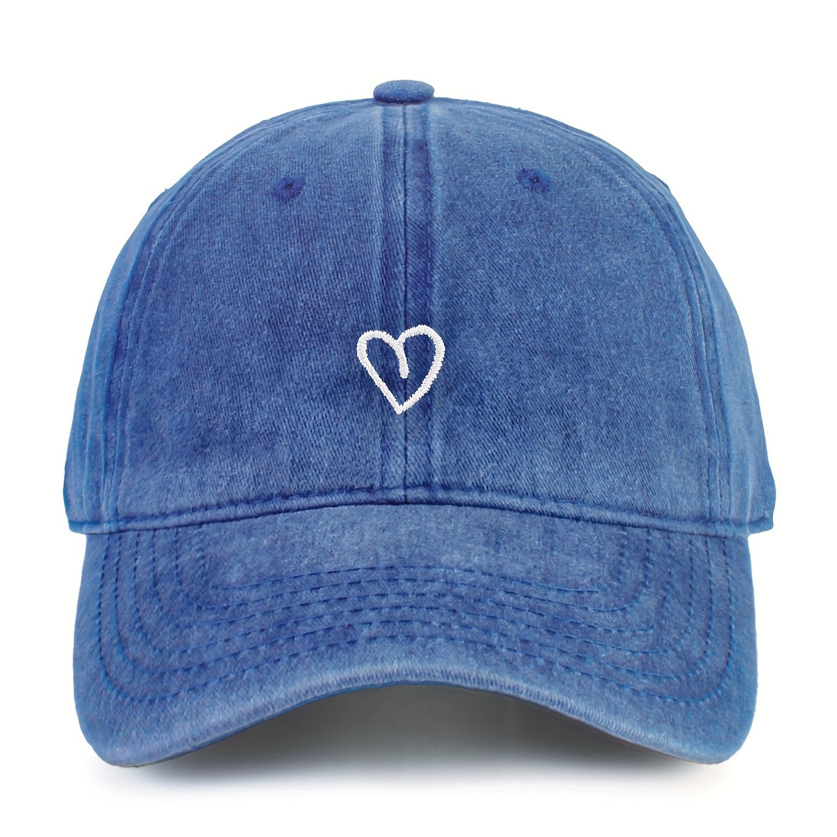 Vintage Baseballcap met Hartstiksel – Verstelbaar Katoen Gewassen Stijl Sportpet Zomerpet Dames Heren Casual Cap | Sansoti