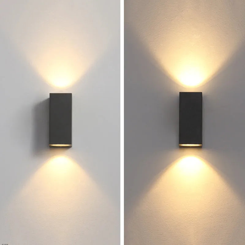 Square Outdoor Wall Light in Black Metal with Glass, LED 5W-10W, for Garden, Entrance, and Patio, Minimalist Modern Design | Sansoti