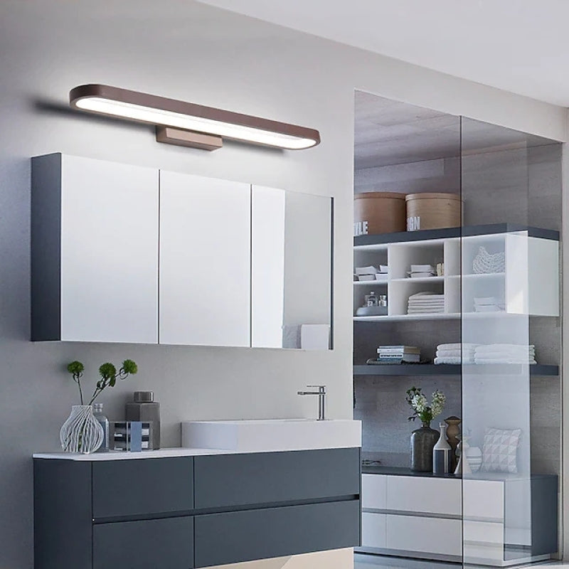 Applique miroir aluminium bande silicone noir brun café 40cm 60cm 80cm LED salle de bain | Restfield
